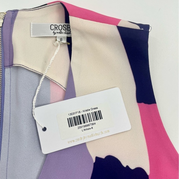 NWT CROSBY by Mollie‎ Burch Kristie dress Pink Purple Colorful V Neck size 8 - Picture 10 of 13
